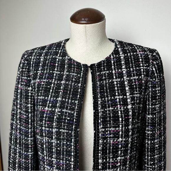 Tahari Tweed Collarless Blazer - Picture 2 of 11